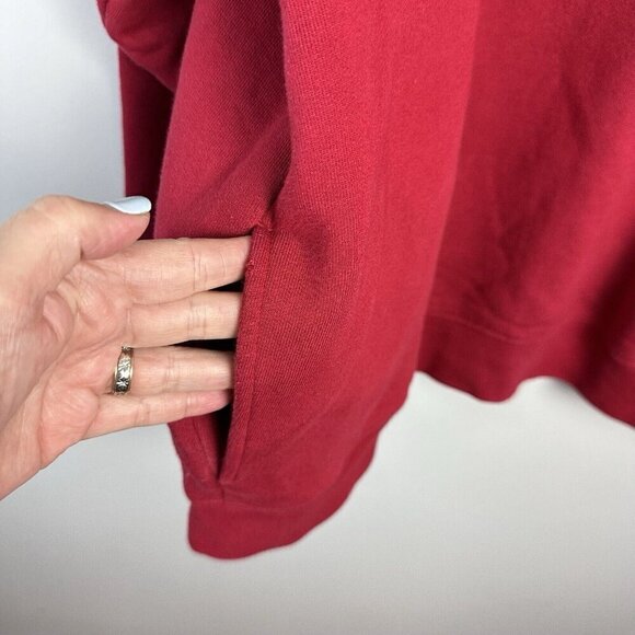 LL Bean Sweatshirt Men's XL‎ Regular Red Mock Neck Quarter Zip Long Sleeve - Picture 5 of 8